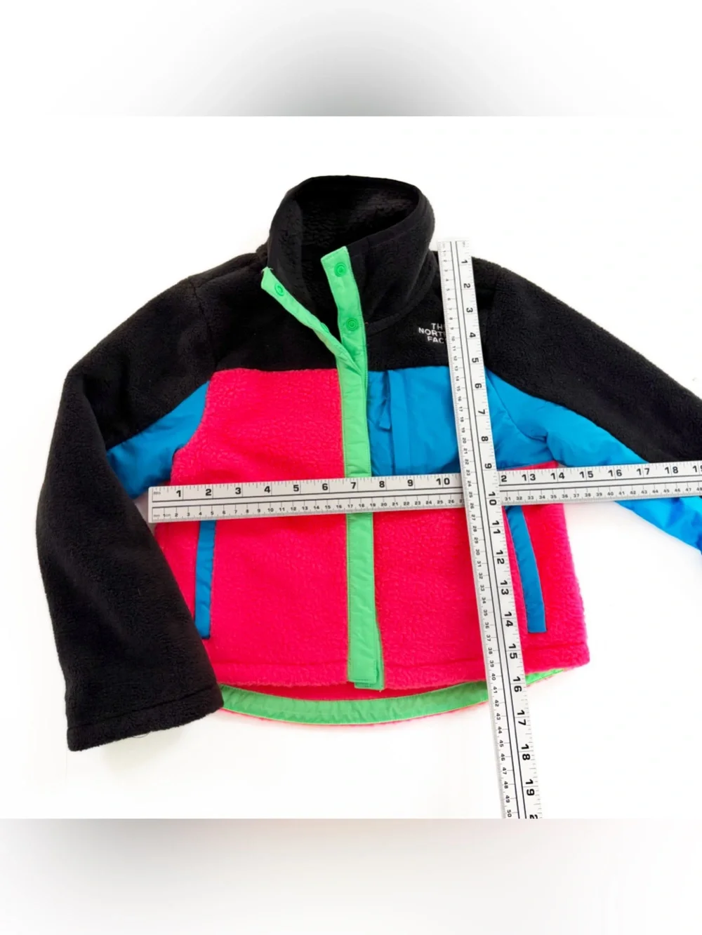 North Face Kids Girls 6 XS Retro Colorblock Fleece Jacket Sweatshirt Snap Close
